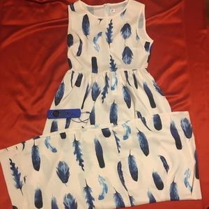 Blue feather maxi dress